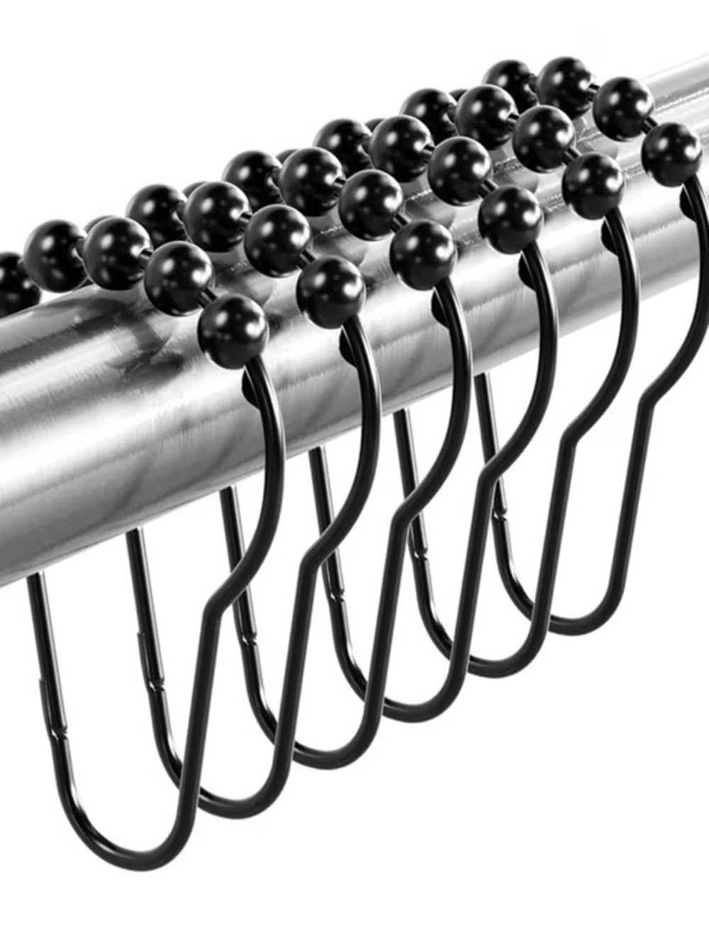 🫶🏻 Black Ball-Top Shower Curtain Hooks - 12 Pack